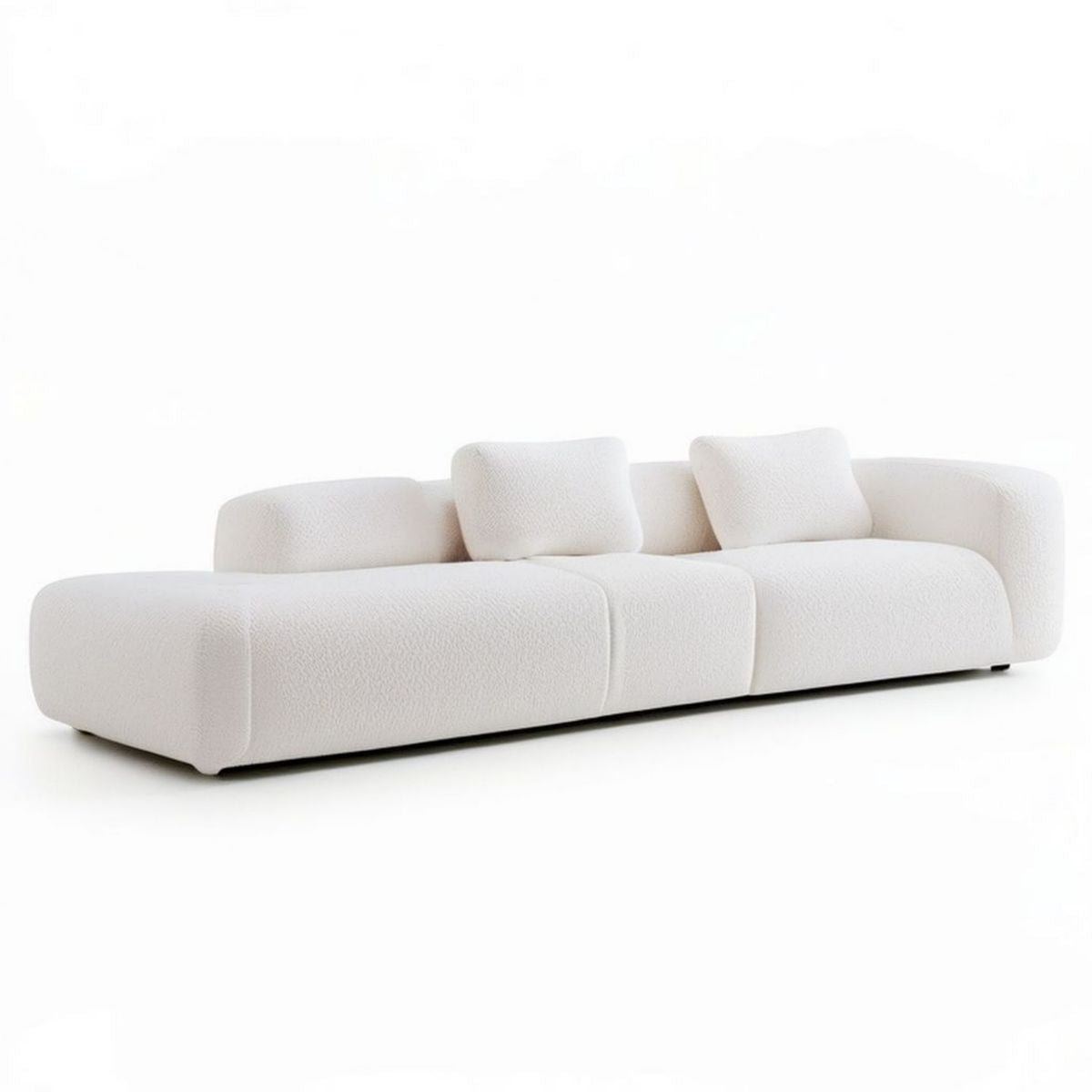 Modułowa sofa trzyosobowa 300 x 105 x 72 cm kremowa z tapicerką bouclé