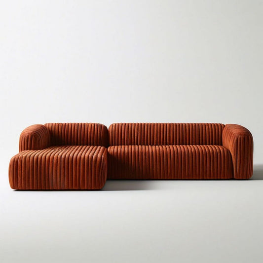 3-osobowa sofa narożna z lewostronnym szezlongiem 280 × 160 × 75 cm rdzawobrązowa