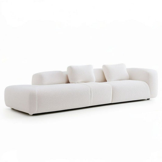 Modułowa sofa trzyosobowa 300 x 105 x 72 cm kremowa z tapicerką bouclé
