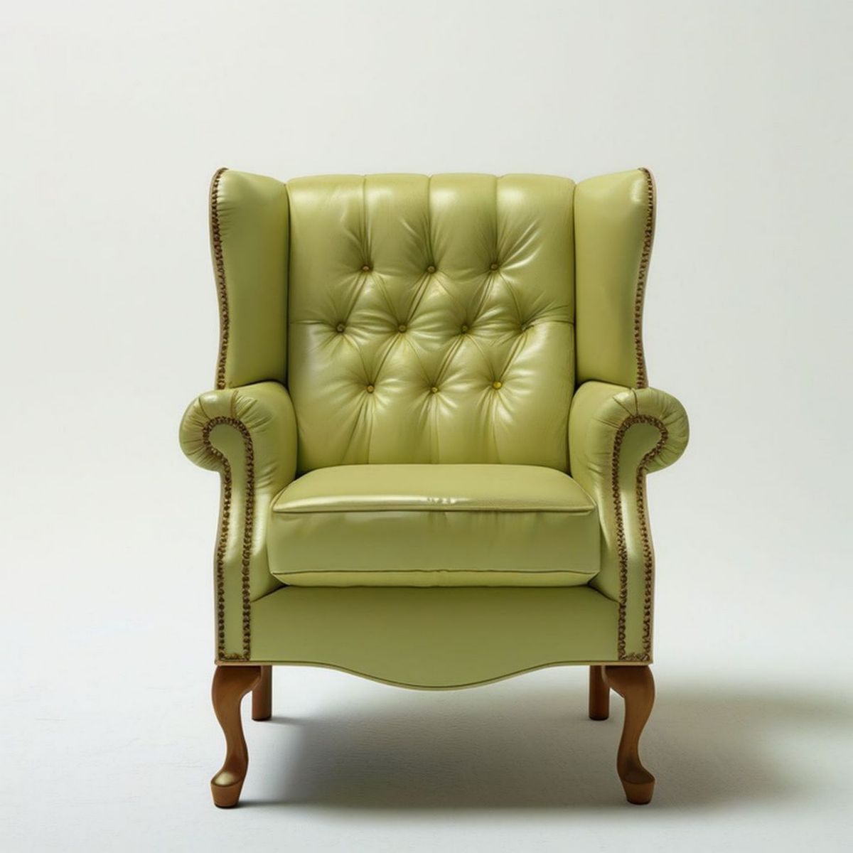 Zielony pikowany fotel uszak ze skóry syntetycznej PU 85 x 90 x 110 cm